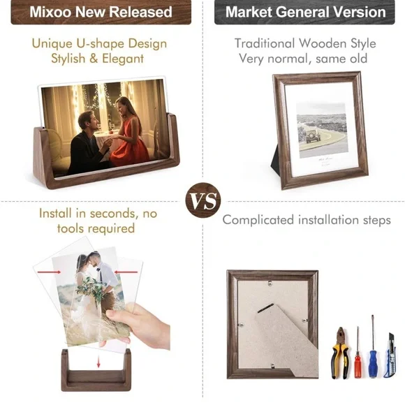 4x6 Rustic Wood Photo Frame - 2 Pack - (Horizontal + Vertical) - NWT NIB - Picture 3 of 7